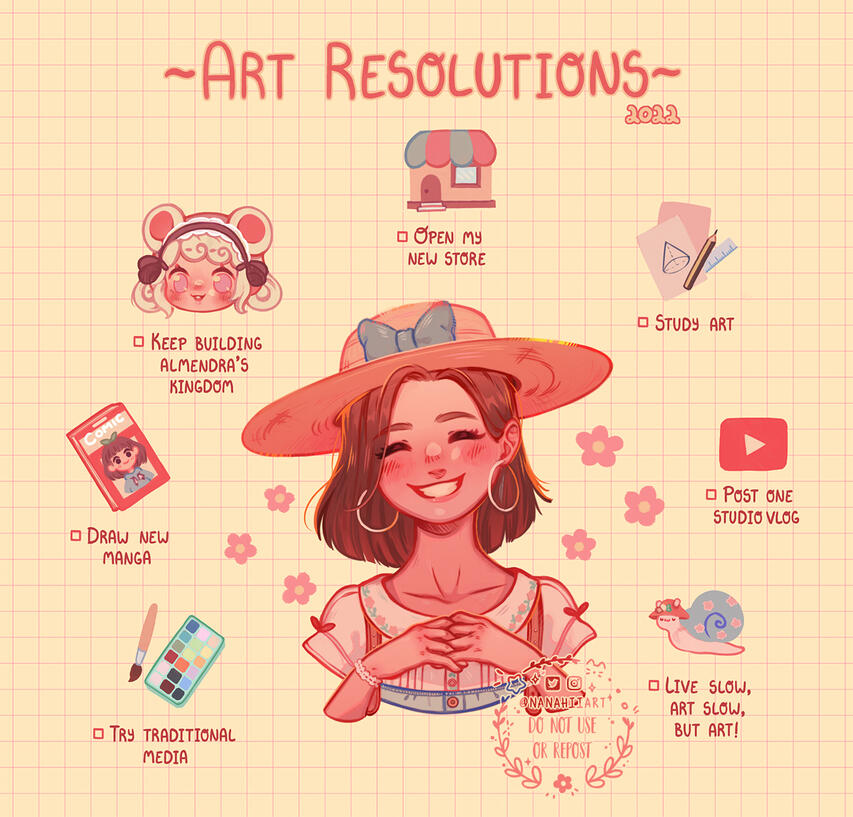 「2022 New Year art resolutions 」- commissioned work Client: xp-pen spain Art resolutions trend: @coco__glez –read review–